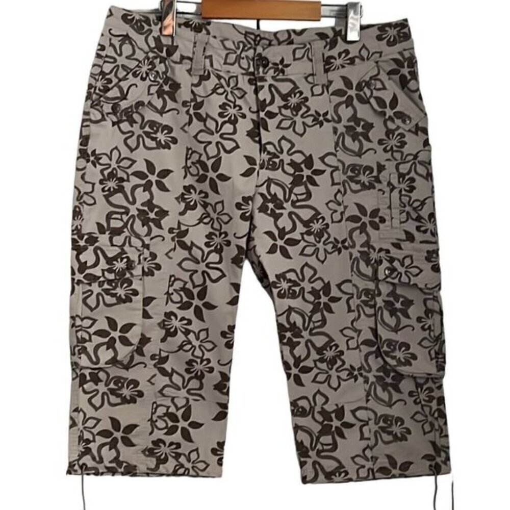 Roots Cotton Flower Print Cargo Shorts Size 14
